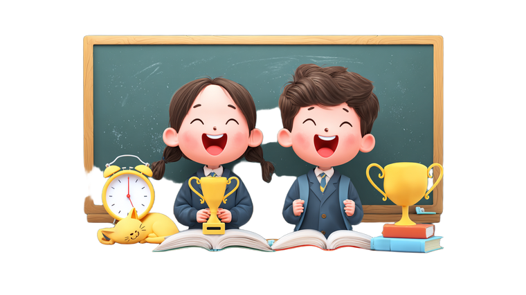 Cheerful Student Duo Vinyl Car Decal Sticker – Waterproof & UV-Resistant 2.72"
