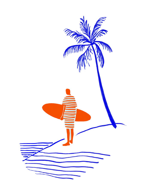 Surfer On Beach V3 Vinyl Car Decal Sticker – Waterproof & UV-Resistant 8.213333333333333"