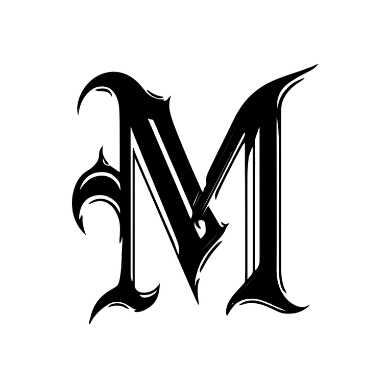 Gothic Calligraphic M Vinyl Car Decal Sticker – Waterproof & UV-Resistant 3.4133333333333336"