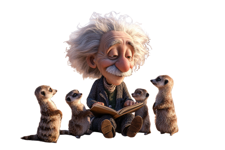Einstein With Meerkats Vinyl Car Decal Sticker – Waterproof & UV-Resistant 2.986666666666667"