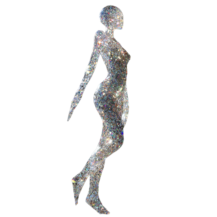 Crystalline Humanoid Figure Vinyl Car Decal Sticker – Waterproof & UV-Resistant 6.826666666666667"