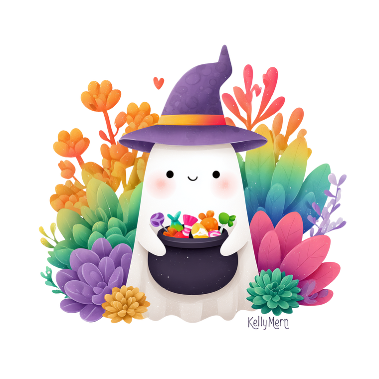 Kawaii Ghost Witch Vinyl Car Decal Sticker – Waterproof & UV-Resistant 6.826666666666667"