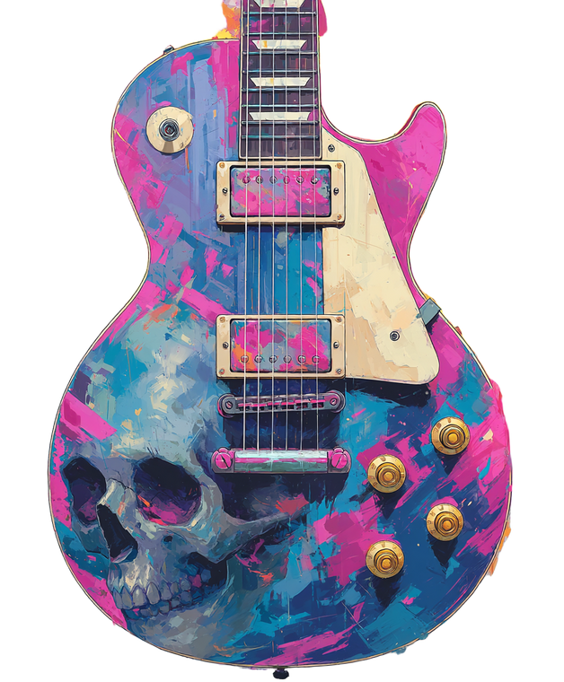 Skull Flame Guitar Vinyl Car Decal Sticker – Waterproof & UV-Resistant 4.0"