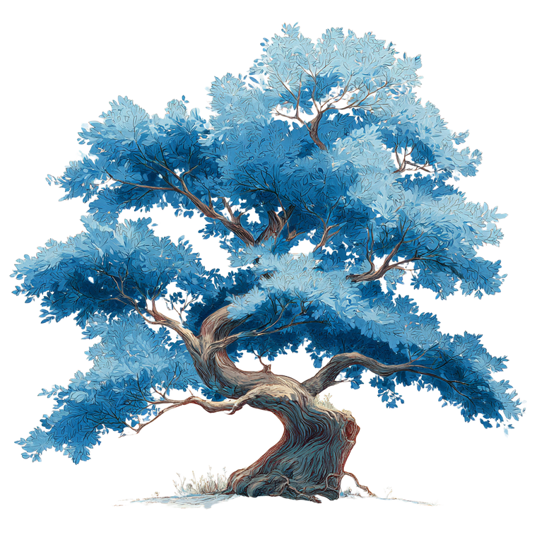 Blue-Leafed Ghibli Tree Vinyl Car Decal Sticker – Waterproof & UV-Resistant 6.826666666666667"