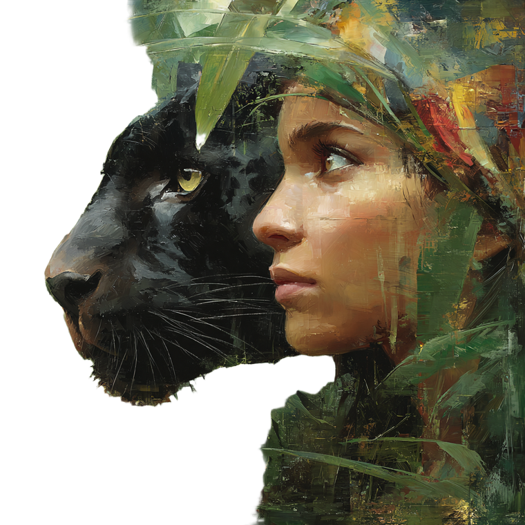 Panther And Woman V2 Vinyl Car Decal Sticker – Waterproof & UV-Resistant 6.826666666666667"