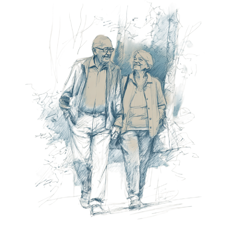 Senior Couple Walking V3 Vinyl Car Decal Sticker – Waterproof & UV-Resistant 6.826666666666667"