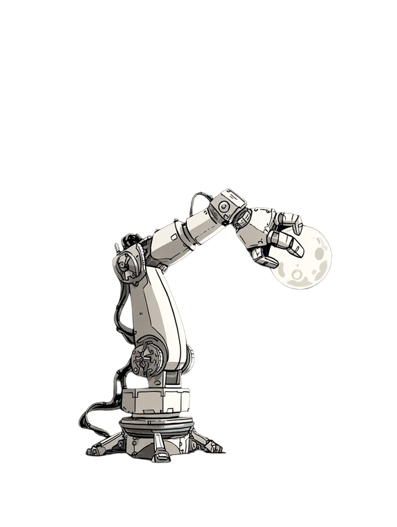 Robot Arm Grabbing Moon Vinyl Car Decal Sticker – Waterproof & UV-Resistant 8.213333333333333"