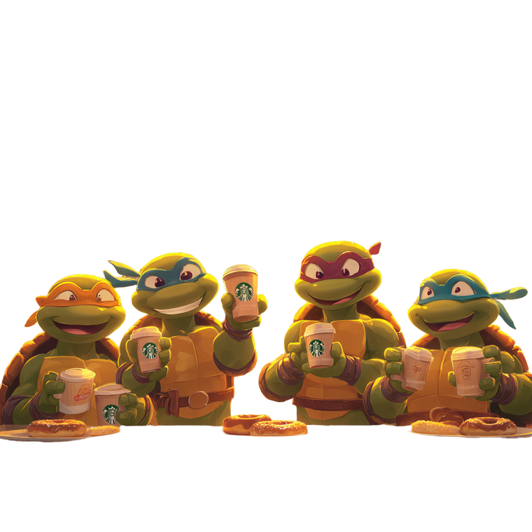 Ninja Turtles At Starbucks Vinyl Car Decal Sticker – Waterproof & UV-Resistant 3.4133333333333336"