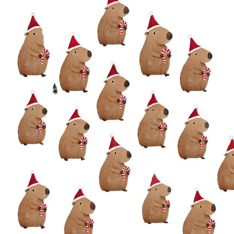 Capybaras In Santa Hats Vinyl Car Decal Sticker – Waterproof & UV-Resistant 3.4133333333333336"