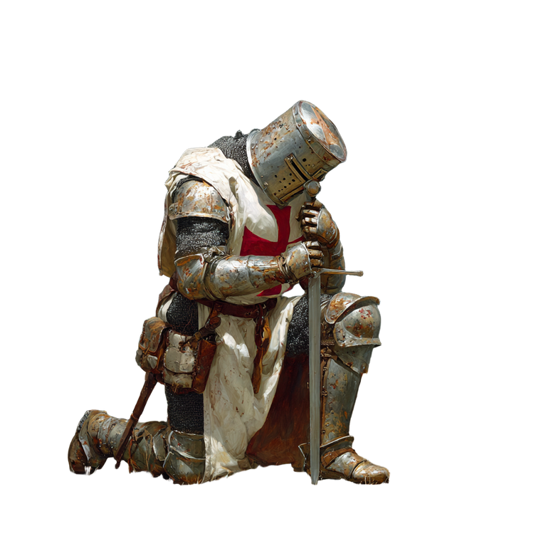 Kneeling Crusader Knight Vinyl Car Decal Sticker – Waterproof & UV-Resistant 3.4133333333333336"