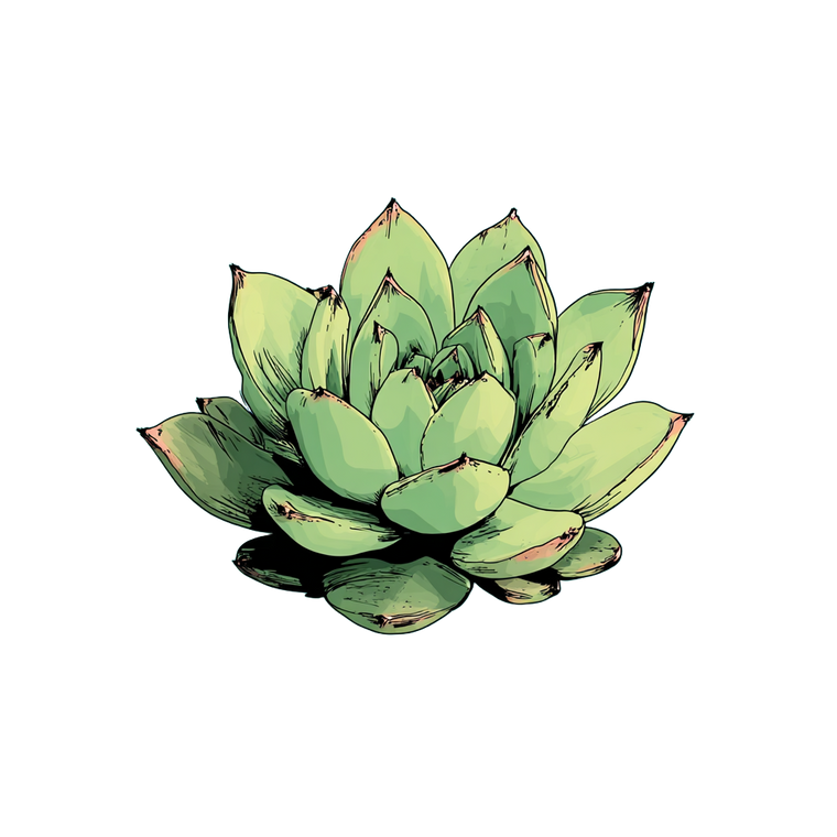 Simple Succulent Illustration Vinyl Car Decal Sticker – Waterproof & UV-Resistant 6.826666666666667"