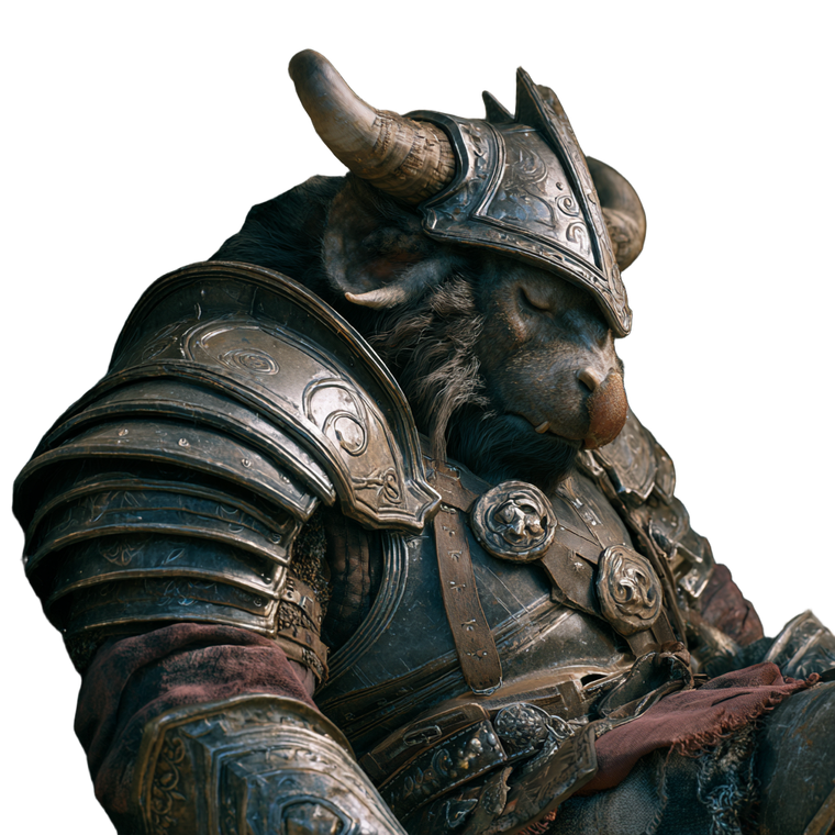 Sleeping Armored Minotaur Vinyl Car Decal Sticker – Waterproof & UV-Resistant 3.4133333333333336"
