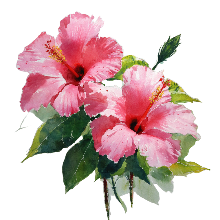 Pink Hibiscus Watercolor Vinyl Car Decal Sticker – Waterproof & UV-Resistant 3.4133333333333336"