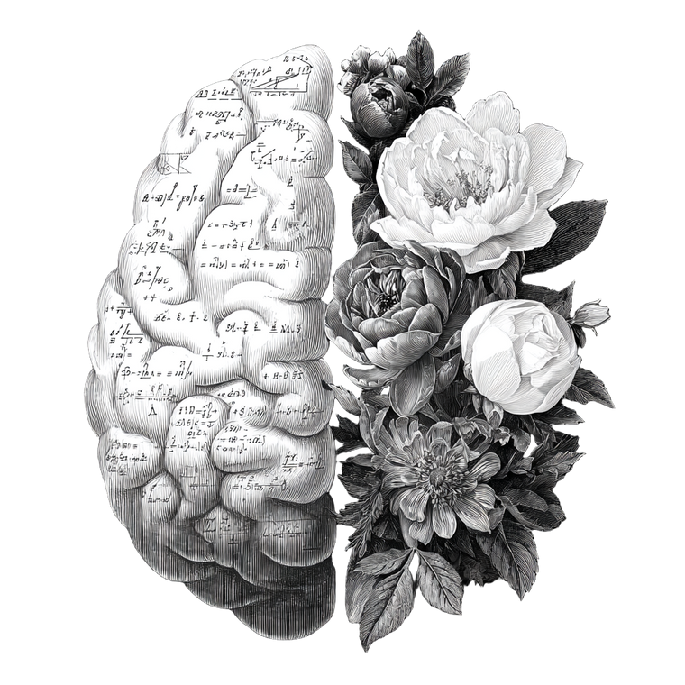 Brain Hemispheres Contrast Vinyl Car Decal Sticker – Waterproof & UV-Resistant 6.826666666666667"