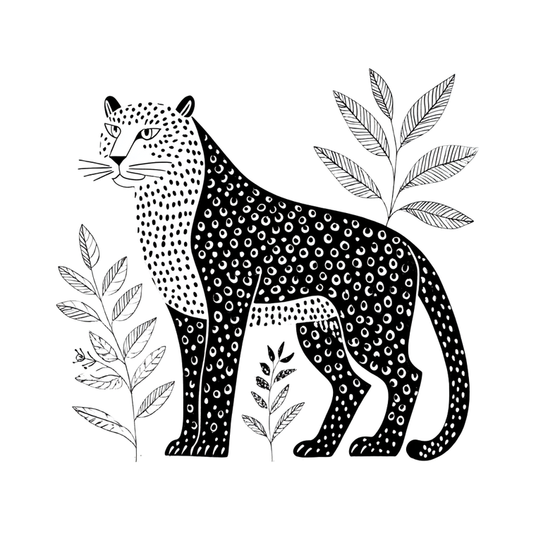 Whimsical Leopard Illustration Vinyl Car Decal Sticker – Waterproof & UV-Resistant 6.826666666666667"