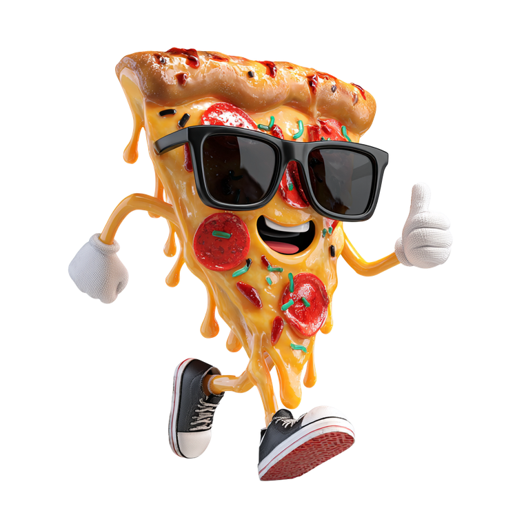 Walking Pizza Slice Vinyl Car Decal Sticker – Waterproof & UV-Resistant 3.4133333333333336"