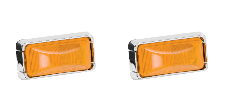 2x Wesbar 37 Series Amber Clearance Light | Designed for 2x4 Foot Areas | Surface Mount, Compact Rectangular Light