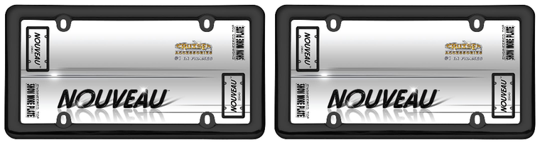 2x Slick Noir License Plate Frame | Enhanced Fitment and Style | Durable Black Plastic