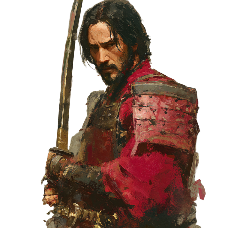 Samurai Keanu Reeves Vinyl Car Decal Sticker – Waterproof & UV-Resistant 3.4133333333333336"