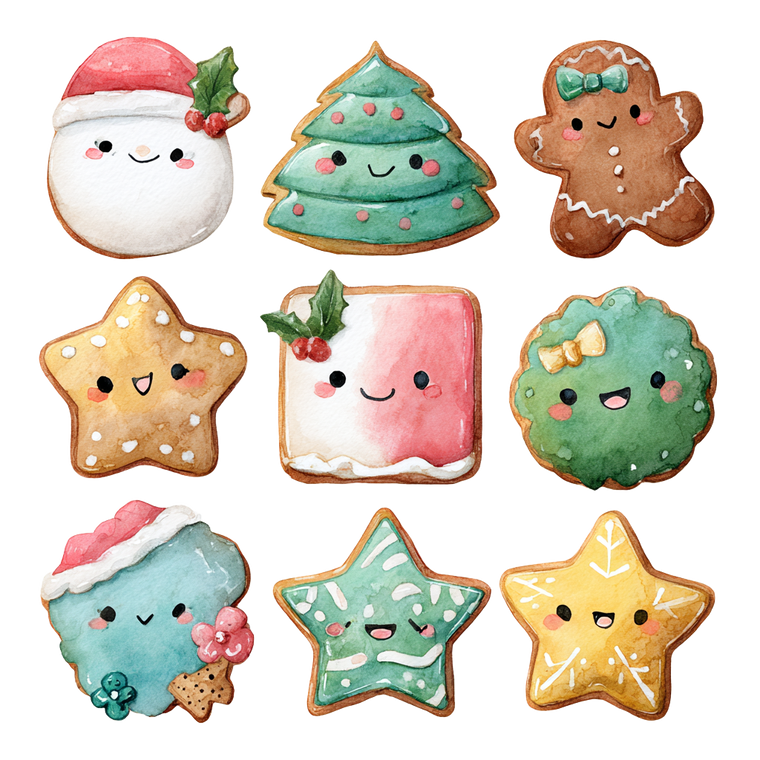 Kawaii Christmas Cookies Vinyl Car Decal Sticker – Waterproof & UV-Resistant 6.826666666666667"