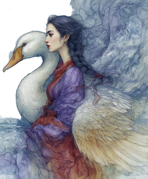 Mythic Swan Woman Vinyl Car Decal Sticker – Waterproof & UV-Resistant 8.0"