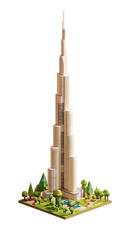 Cartoon Burj Khalifa Vinyl Car Decal Sticker – Waterproof & UV-Resistant 9.706666666666667"