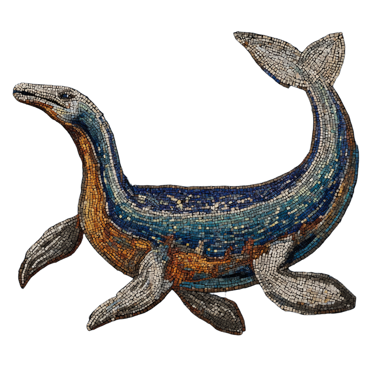 Mosaic Plesiosaurus Pattern Vinyl Car Decal Sticker – Waterproof & UV-Resistant 6.826666666666667"