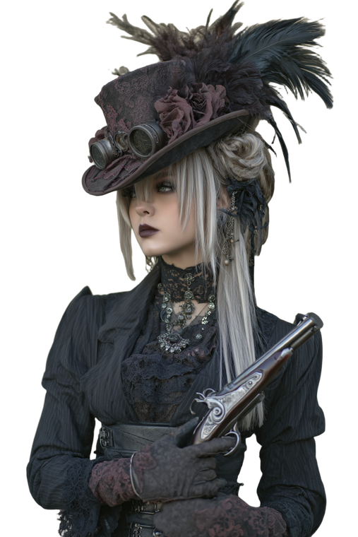 Steampunk Goth Girl V3 Vinyl Car Decal Sticker – Waterproof & UV-Resistant 8.96"