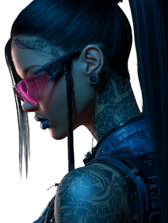 Cyberpunk Woman Portrait V27 Vinyl Car Decal Sticker – Waterproof & UV-Resistant 8.213333333333333"