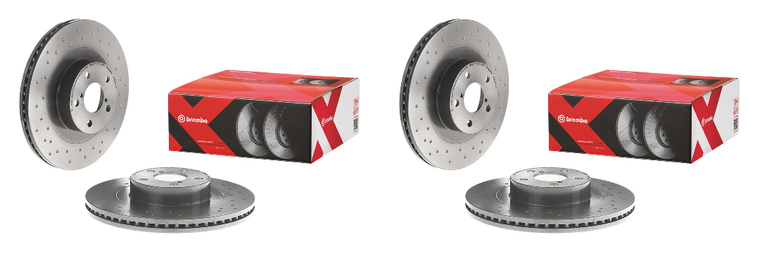 2x Brembo Xtra Vented Cross Drilled Brake Rotor | Enhanced Performance, Anti-Corrosion, ECE-R90 Certified