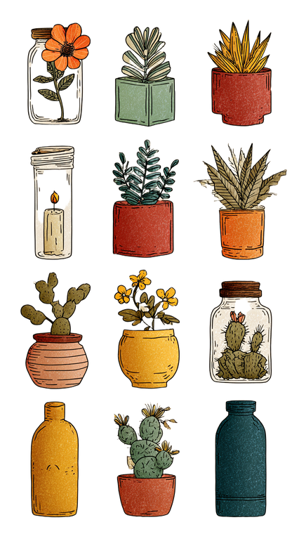 Hand-Drawn Plant Stickers Vinyl Car Decal Sticker – Waterproof & UV-Resistant 9.706666666666667"