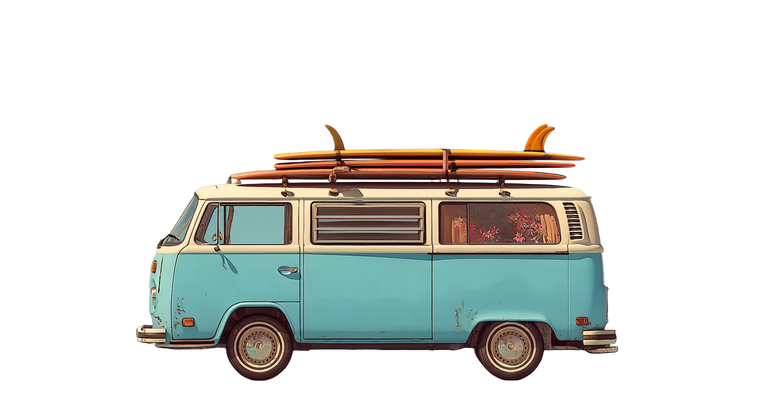 Retro Surf Van V2 Vinyl Car Decal Sticker – Waterproof & UV-Resistant 2.6666666666666665"