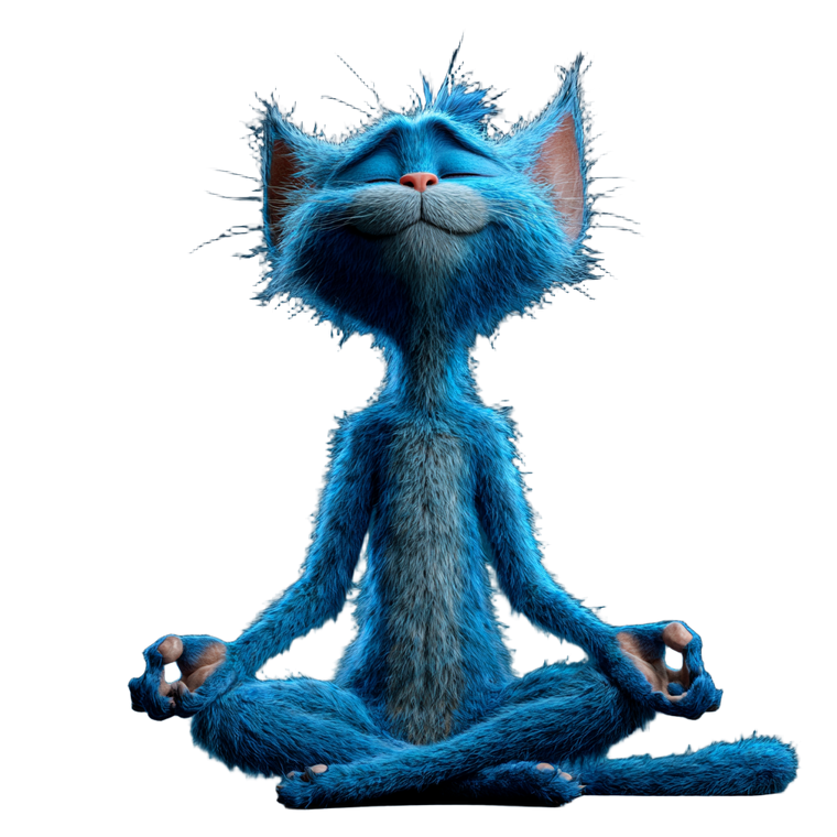 Blue Yoga Cat Vinyl Car Decal Sticker – Waterproof & UV-Resistant 3.4133333333333336"