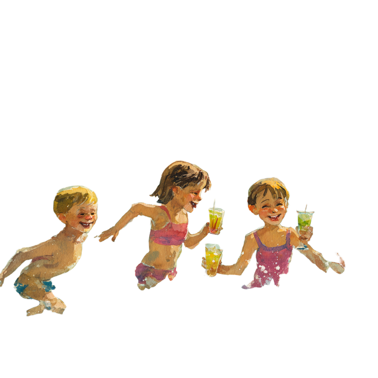 Children Playing Pool Vinyl Car Decal Sticker – Waterproof & UV-Resistant 3.4133333333333336"