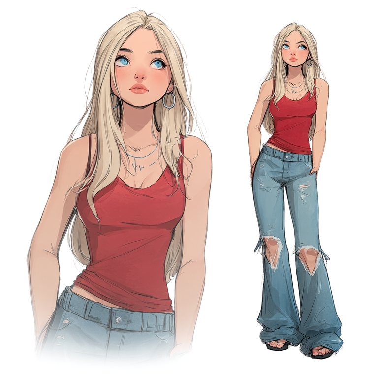 Blonde Teenage Girl V4 Vinyl Car Decal Sticker – Waterproof & UV-Resistant 3.4133333333333336"