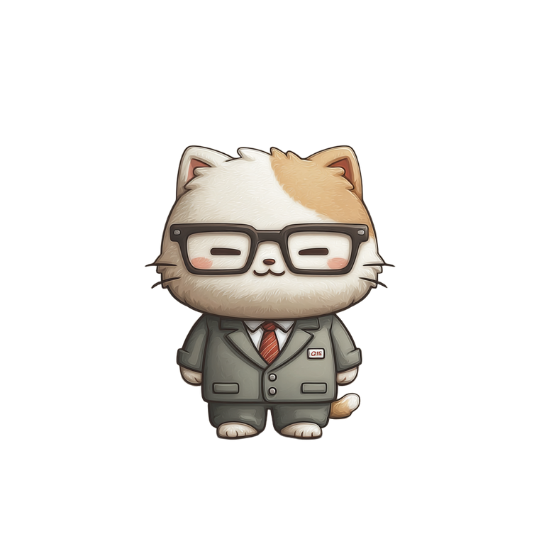 Chibi Business Cat Vinyl Car Decal Sticker – Waterproof & UV-Resistant 6.826666666666667"