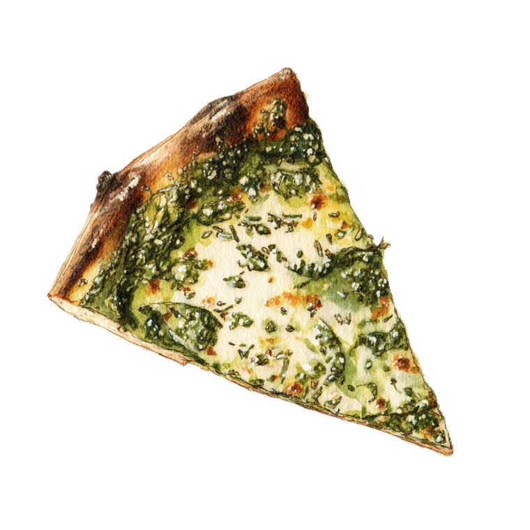 Pesto Pizza Slice Vinyl Car Decal Sticker – Waterproof & UV-Resistant 6.826666666666667"