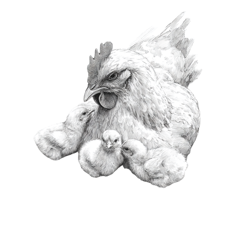 Mother Hen Chicks V3 Vinyl Car Decal Sticker – Waterproof & UV-Resistant 6.826666666666667"