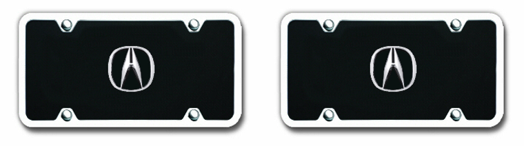 2x Acura Logo License Plate | Black Plate with Chrome Name | Perfect Finishing Touch