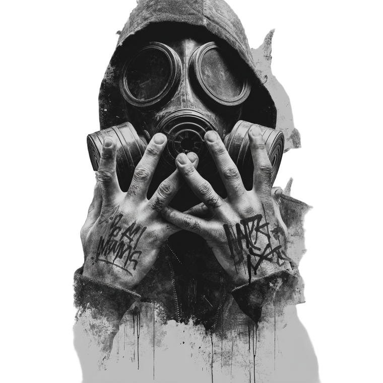 Gritty Gas Mask Vinyl Car Decal Sticker – Waterproof & UV-Resistant 3.4133333333333336"