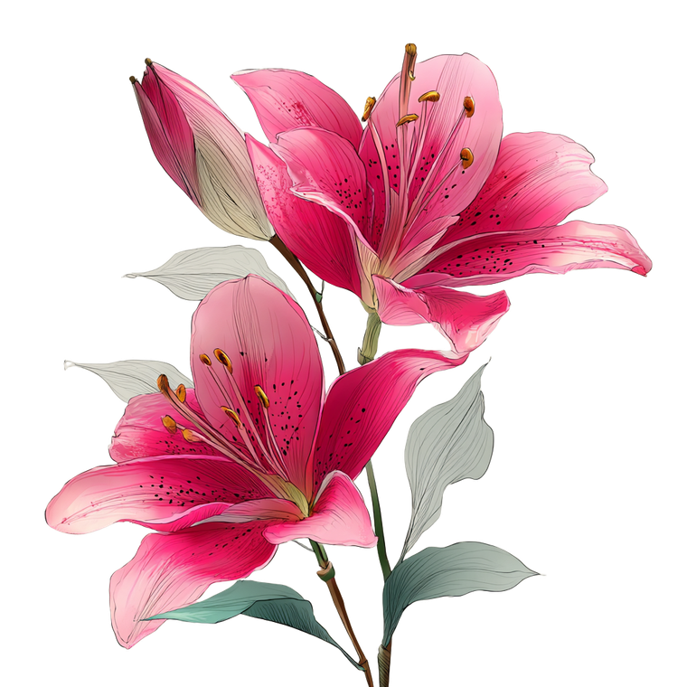 Pink Lily Line Art Vinyl Car Decal Sticker – Waterproof & UV-Resistant 3.4133333333333336"