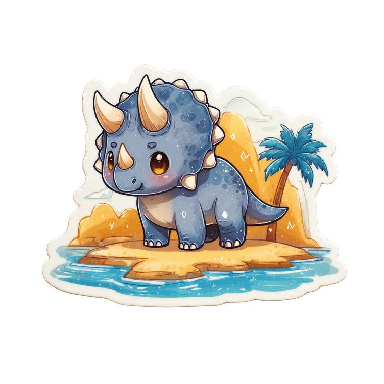 Chibi Triceratops Sticker Vinyl Car Decal Sticker – Waterproof & UV-Resistant 3.4133333333333336"