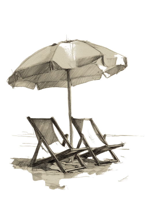 Beach Chairs Under Umbrella Vinyl Car Decal Sticker – Waterproof & UV-Resistant 8.96"