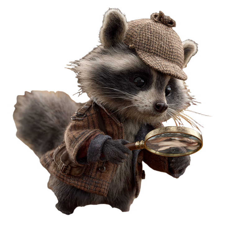 Sherlock Raccoon Detective Vinyl Car Decal Sticker – Waterproof & UV-Resistant 3.4133333333333336"