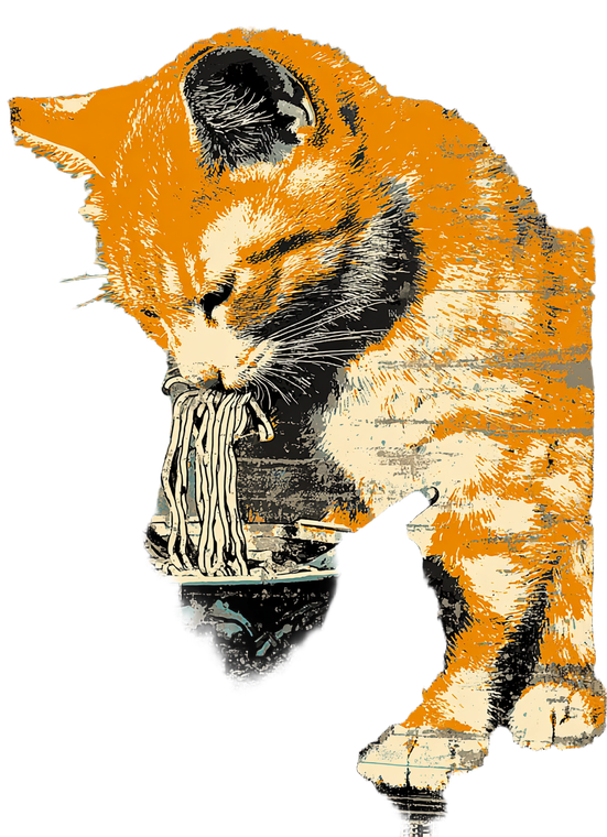 Cat Eating Ramen V17 Vinyl Car Decal Sticker – Waterproof & UV-Resistant 4.266666666666667"