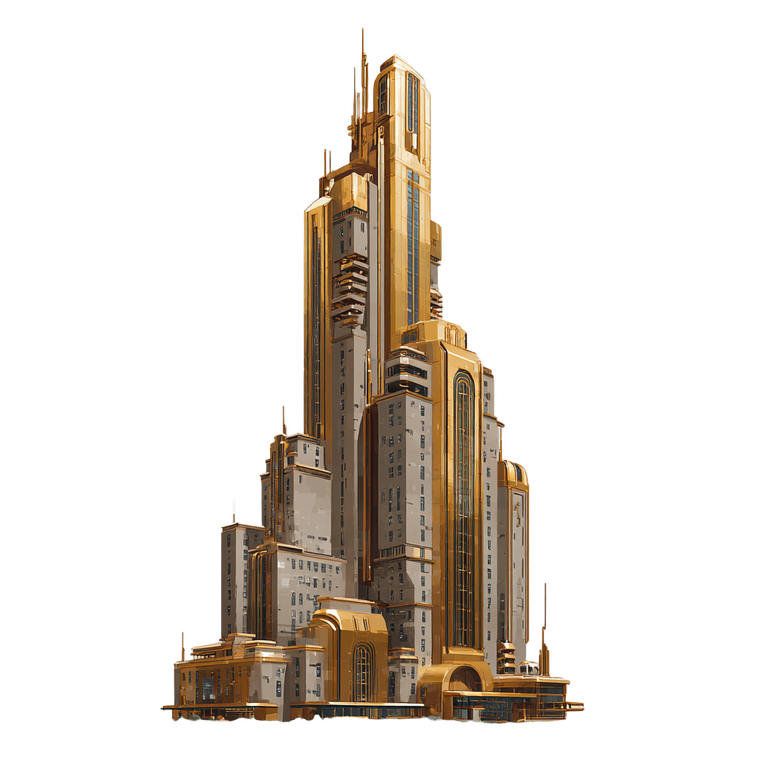 Gilded Art Deco Skyscraper Vinyl Car Decal Sticker – Waterproof & UV-Resistant 3.4133333333333336"