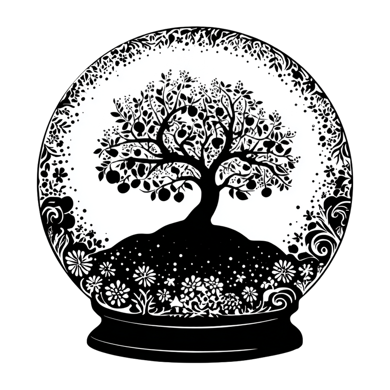 Snowglobe Apple Tree Vinyl Car Decal Sticker – Waterproof & UV-Resistant 3.4133333333333336"