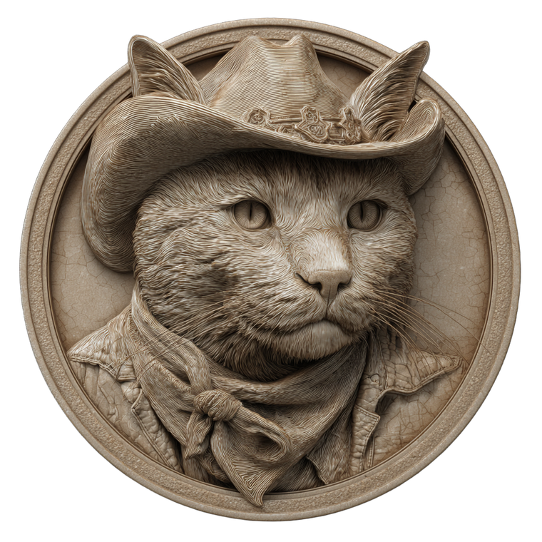 Cat Cowboy Cameo Vinyl Car Decal Sticker – Waterproof & UV-Resistant 6.826666666666667"