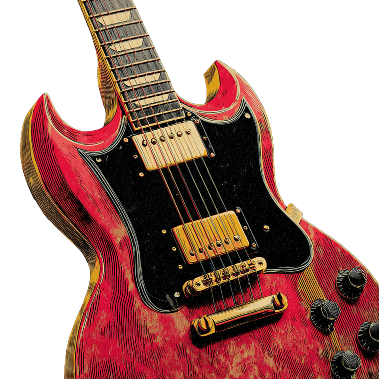 Retro Lightning Guitar Vinyl Car Decal Sticker – Waterproof & UV-Resistant 3.4133333333333336"