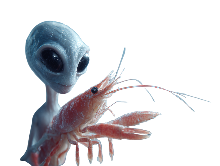 Alien Abducting Shrimp Vinyl Car Decal Sticker – Waterproof & UV-Resistant 6.1866666666666665"